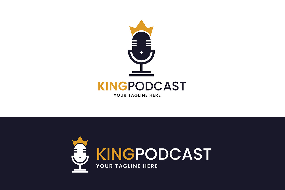 Podcast Microphone logo, a Branding & Logo Template by Design Box