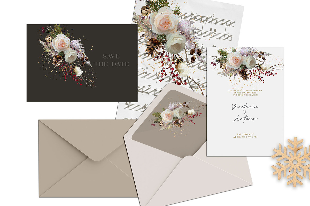 White Flora - Christmas clipart, a Decorative Illustration by Vasmila (Photo 4 of 15)