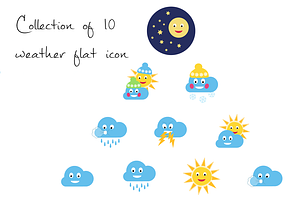 Collection of 10 weather flat icons