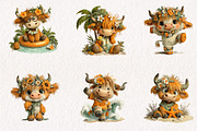 Whimsical Summer Highland Cow Clipar, an Illustration by CreationArt (Thumbnail 7 of 7)