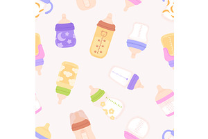 Pacifiers seamless pattern. Baby, a Food Illustration by LadadikArt