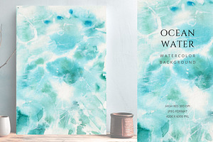Watercolor Ocean Water Background