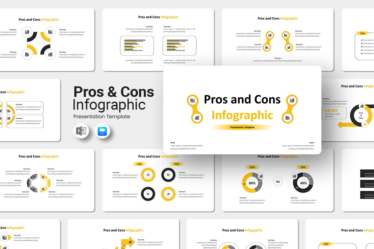 Pros Cons Infographic - Keynote, a Presentation Template by Iqsiart Studio (Photo 1 of 3)