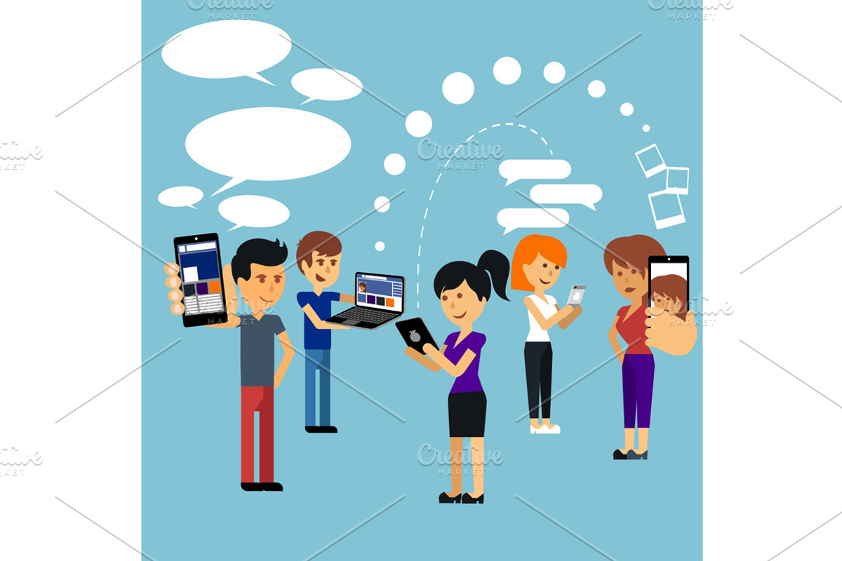 Young people man and woman using