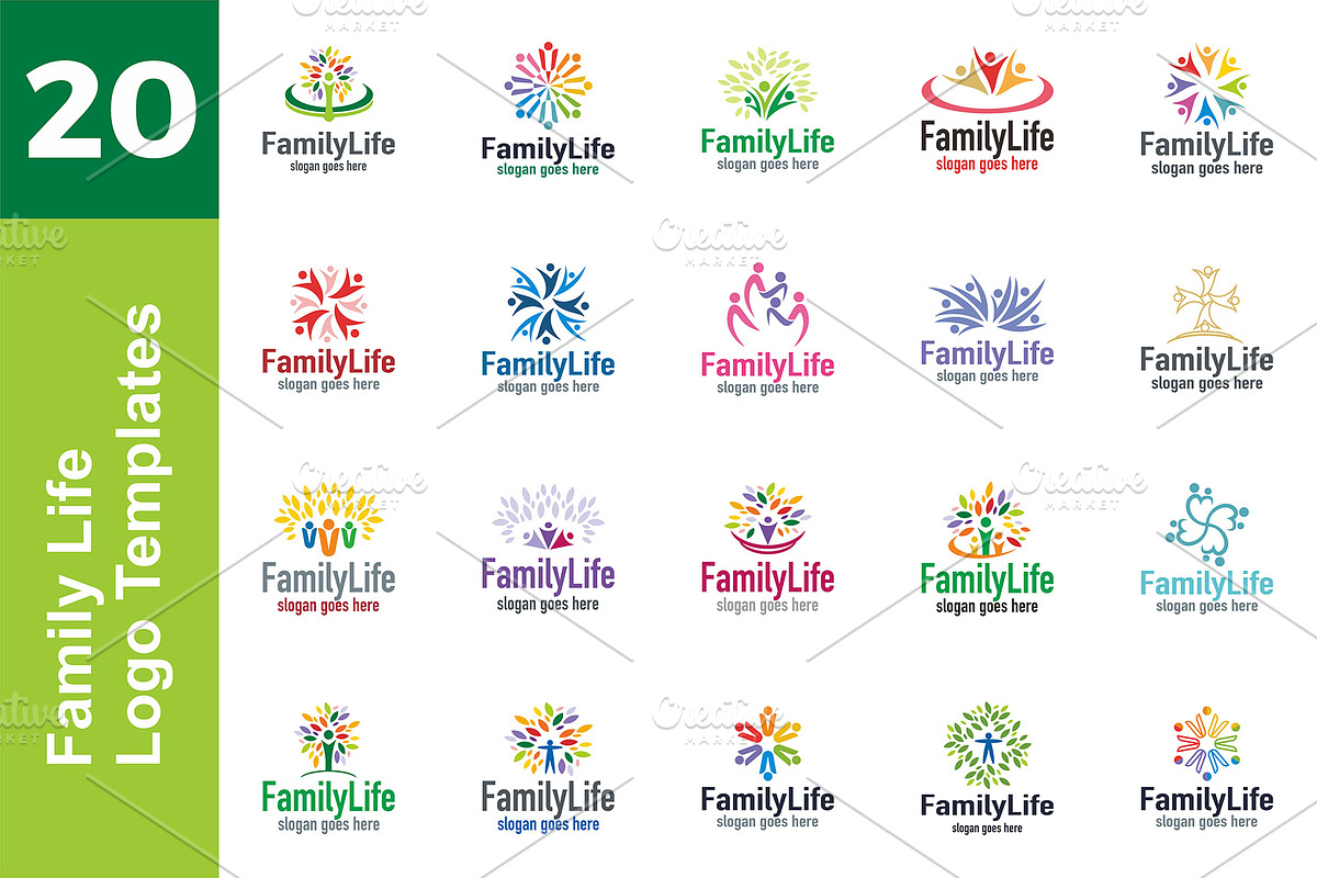 20 Logo Family Life Templates Bundle, a Branding & Logo Template by Friendesigns (Photo 1 of 21)