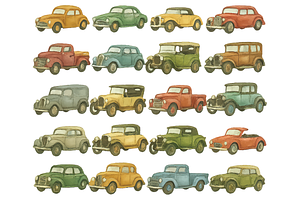 Classic  Cars Set, an Object Graphic by RT Studio