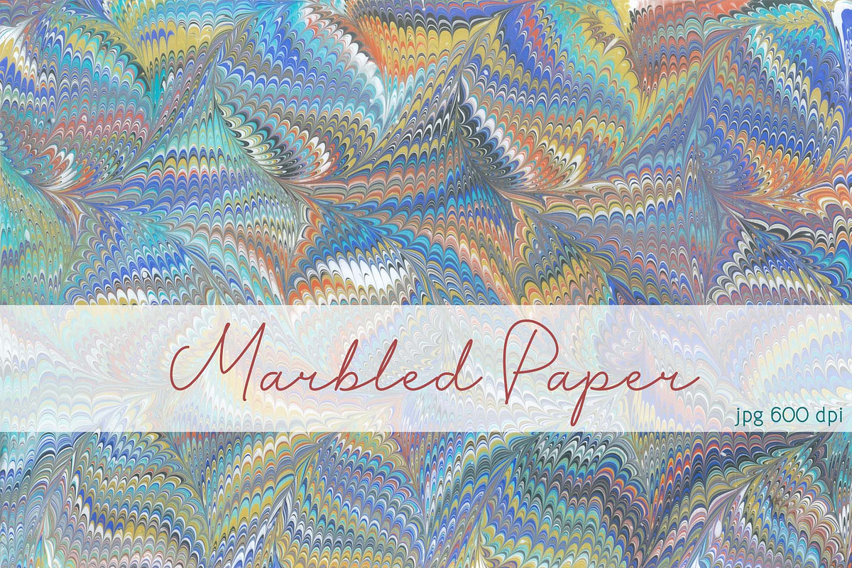 Hand Marbled Paper Jasper Feathers, a Texture Graphic by Marblingdom (Photo 1 of 3)