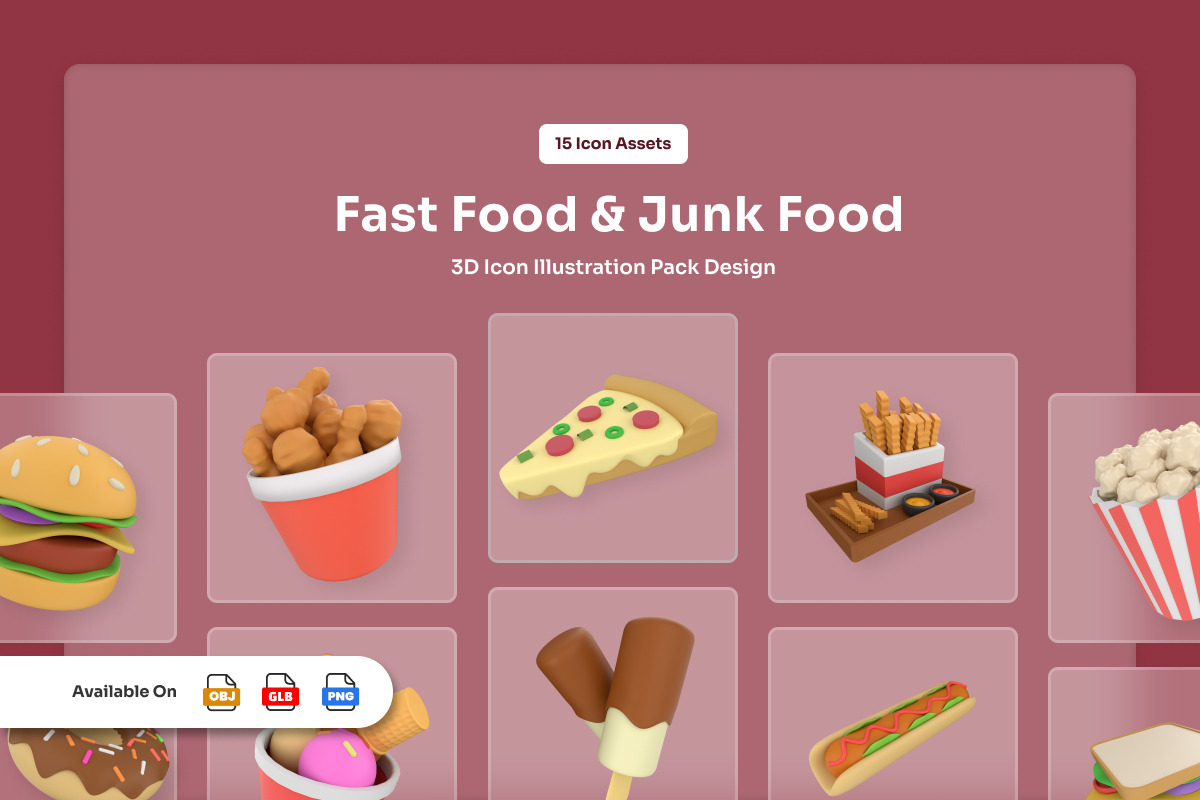 Street Fast Food 3D Icon Pack, a Work Illustration by twinstd (Photo 1 of 6)