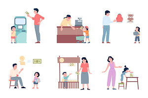 Children financial literacy. Adults, a Finance Illustration by LadadikArt