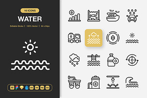 Water Icons, an Outline Icon by Spacepixel Creative