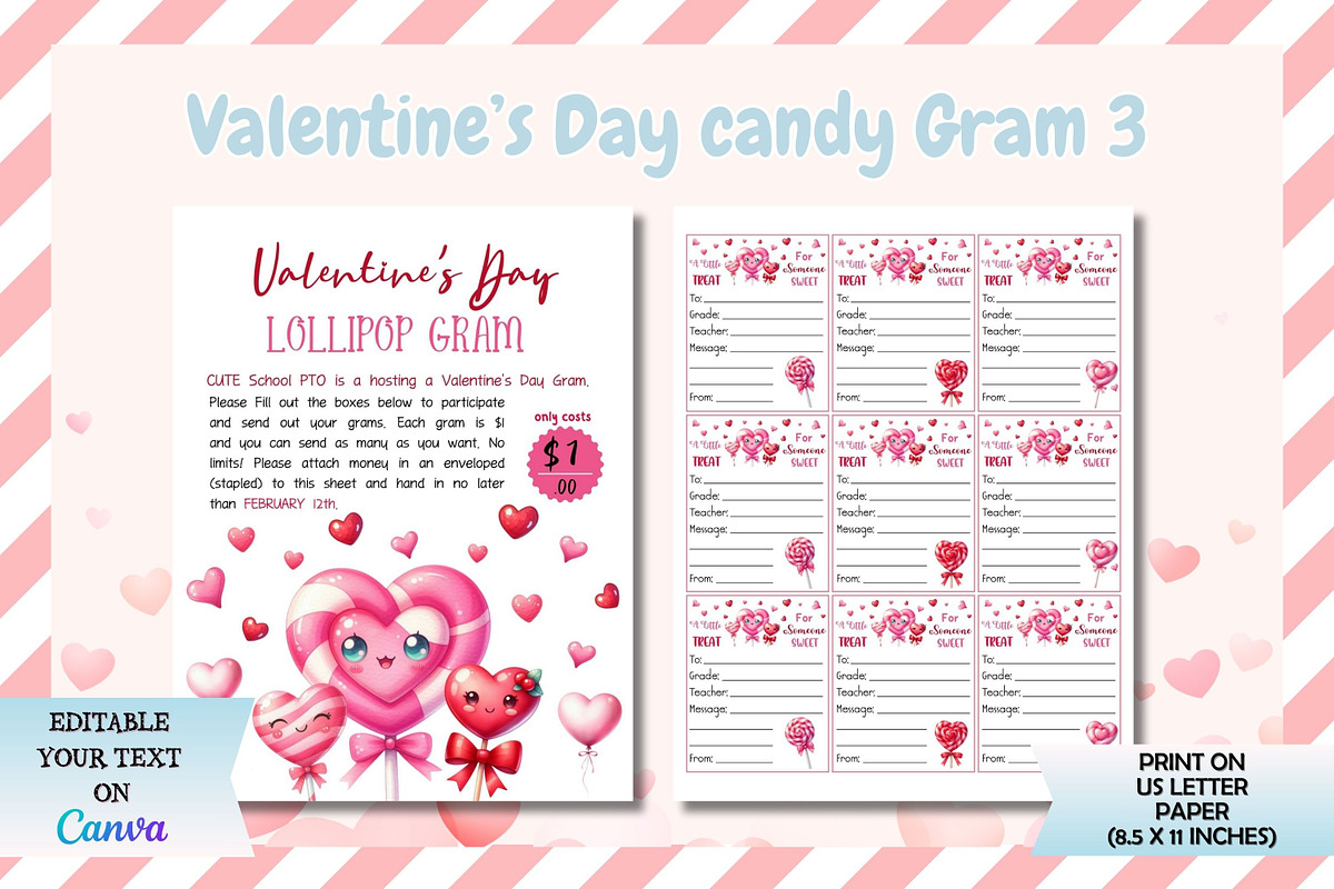 Editable Valentine's Day Candy Grams, a Templates & Theme by Adalin Shop (Photo 4 of 6)