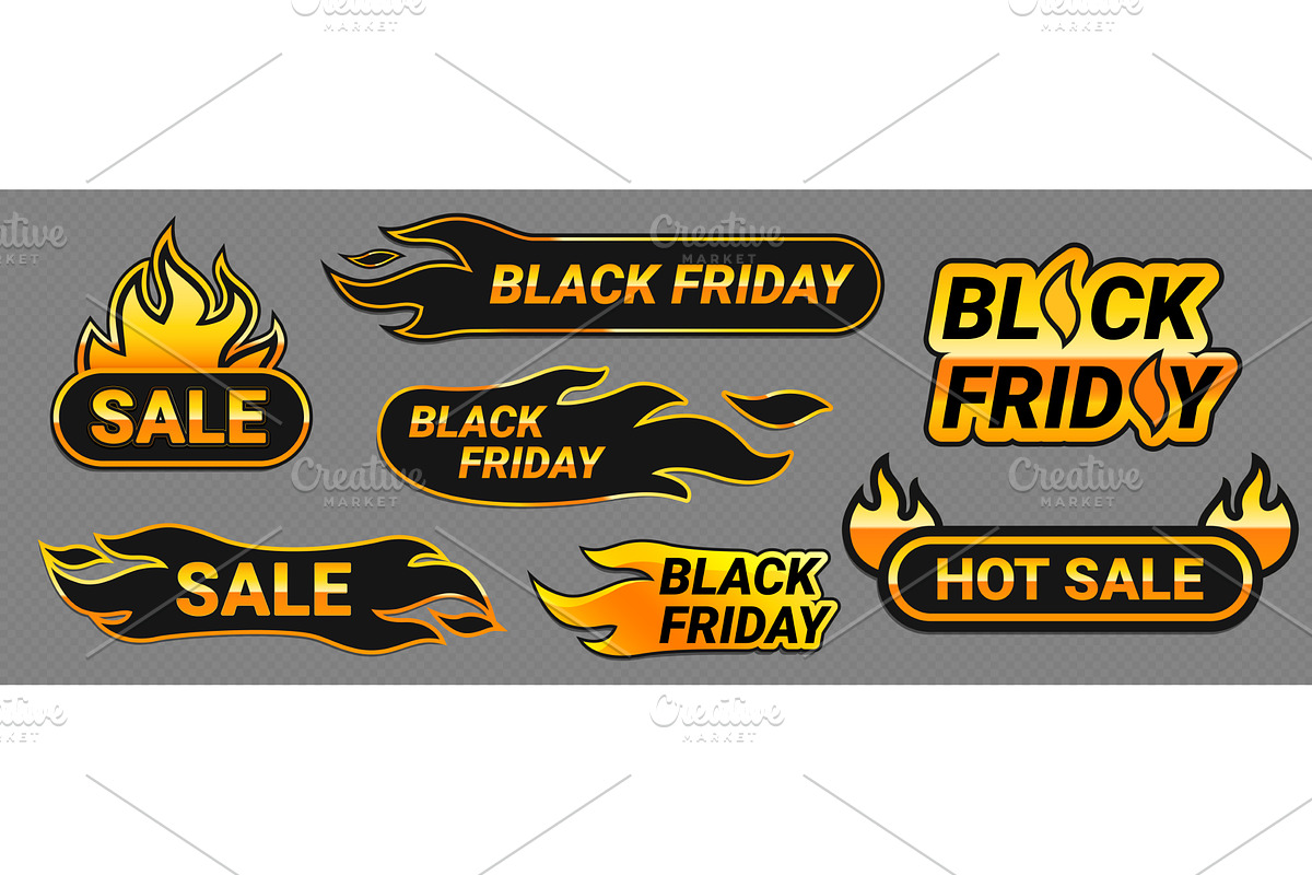 Black Friday sale stickers set, an Object Illustration by art PVP - market