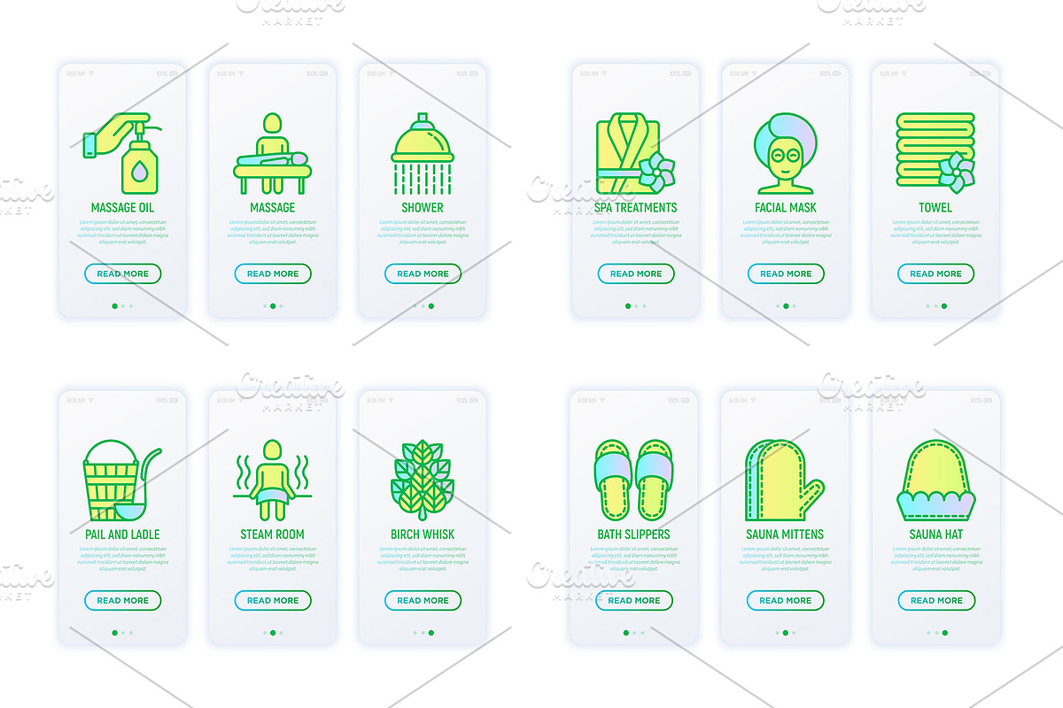 Spa and Sauna | 16 Thin Line Icons, an Outline Icon by Alex Blogoodf (Photo 9 of 11)
