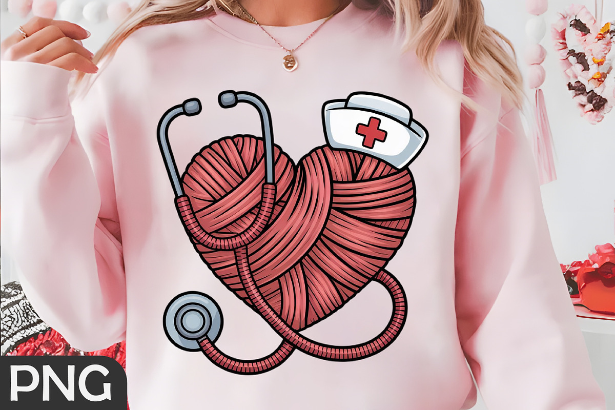 Faux Yarn Nurse Heart Stethoscope, an Illustration by RobertsArt (Photo 4 of 4)