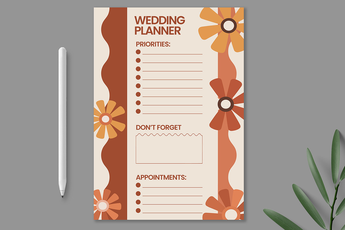 Floral Wedding Planner Template, a Stationery Template by ContestDesign (Photo 1 of 3)
