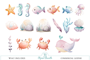 Watercolor Mermaid Clipart Bundle, an Illustration by MockupWizard (Thumbnail 3 of 4)