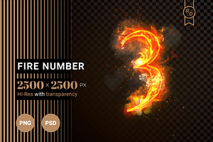 Fire Number 3 of burning flame (PSD)