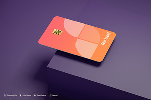 Credit card mockup on lilac backgrou, a Product Mockup by OSORIOartist