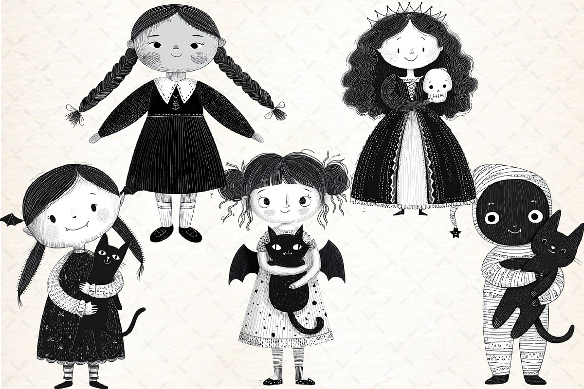 Whimsical Gothic Vampire Dolls Clipa, an Illustration by DreamCafeArt (Photo 4 of 8)