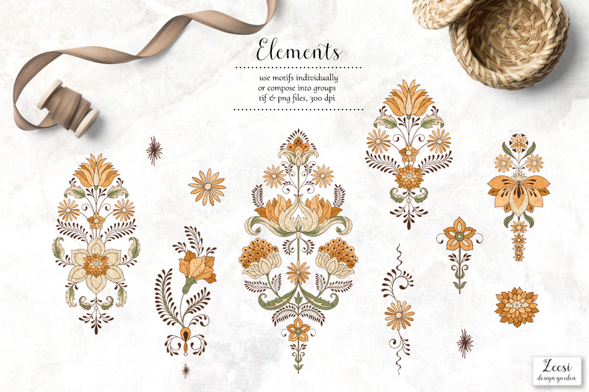 Odisha Floral Patterns & Motifs, a Pattern Graphic by Zeesi Design Garden (Photo 9 of 12)