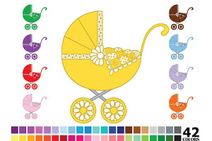 Vector Rainbow Baby Stroller