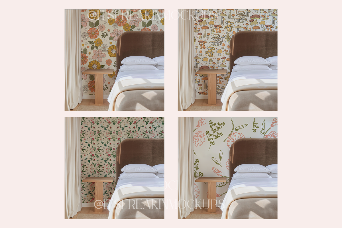 Bedroom Wallpaper Mockup Bundle, a Household Mockup by ItsFreakinMockups (Photo 3 of 5)
