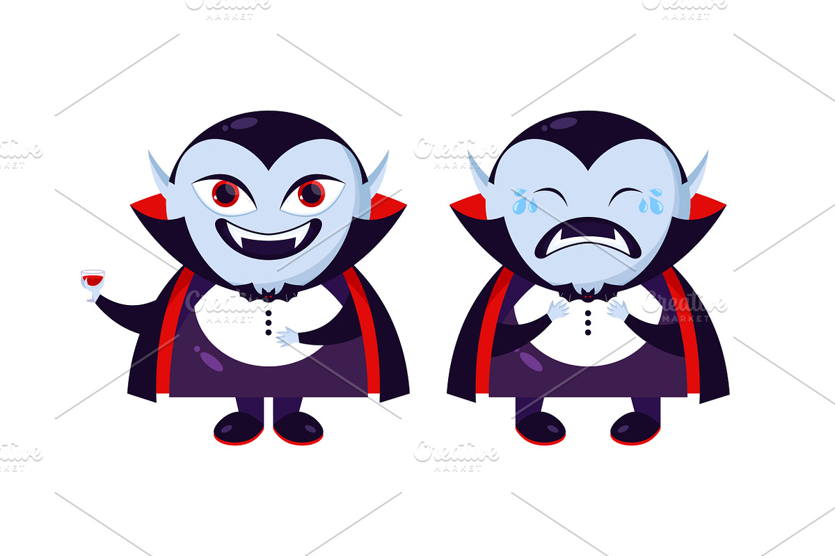 Cartoon Dracula Vampire Icon Set, an Emoji Icon by PsychocheArt (Photo 2 of 5)