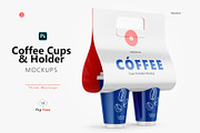 Coffee Cups and Holder Mockup, a Cups & Container Mockup by HelenStock (Thumbnail 1 of 9)