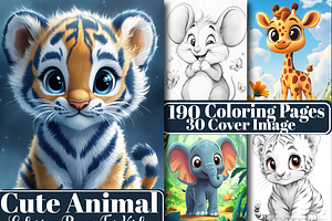 Cute Animal Coloring Book for Kids, an Animal Illustration by Design Zone