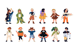 Halloween kids set, banner, posters, a Person Illustration by PaperTrident