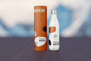 Thermo Bottle With Tube Mockup