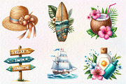 Vacation Summer Beach Clipart Bundle, an Illustration by CreationArt (Thumbnail 4 of 5)