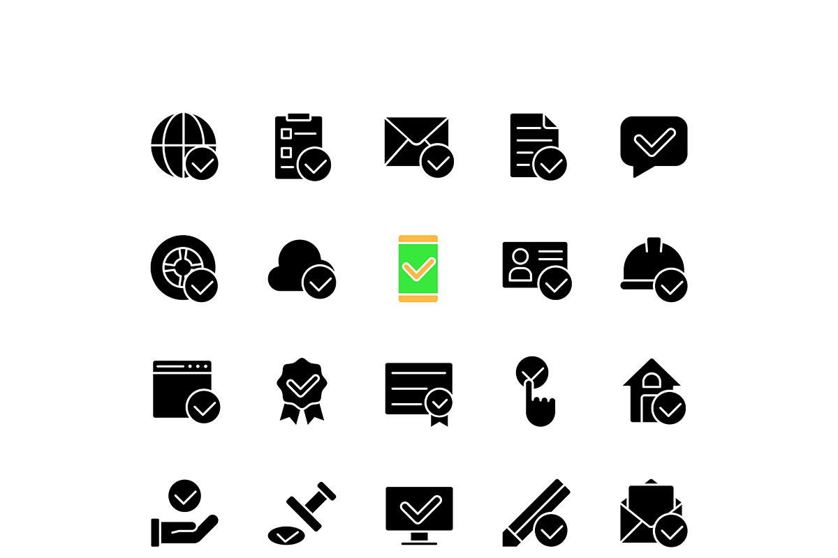 Checkmark black glyph icons set, an Icon by IMG Visuals