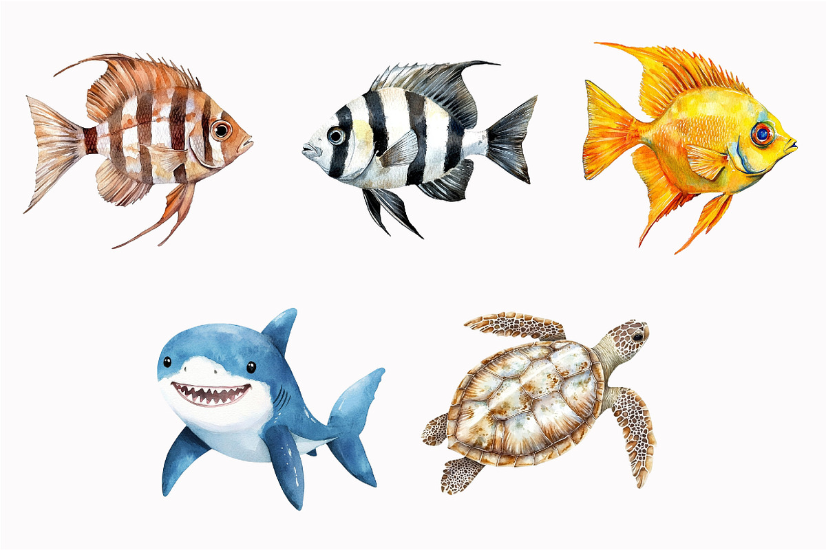 Cute Sea Animals Clipart, an Illustration by Design Market (Photo 5 of 5)