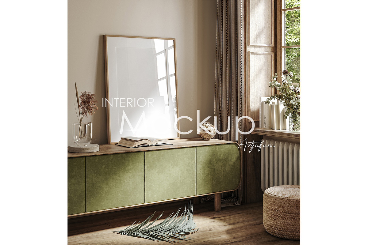 Frame mockup in home interior, a Print Template by Artjafara