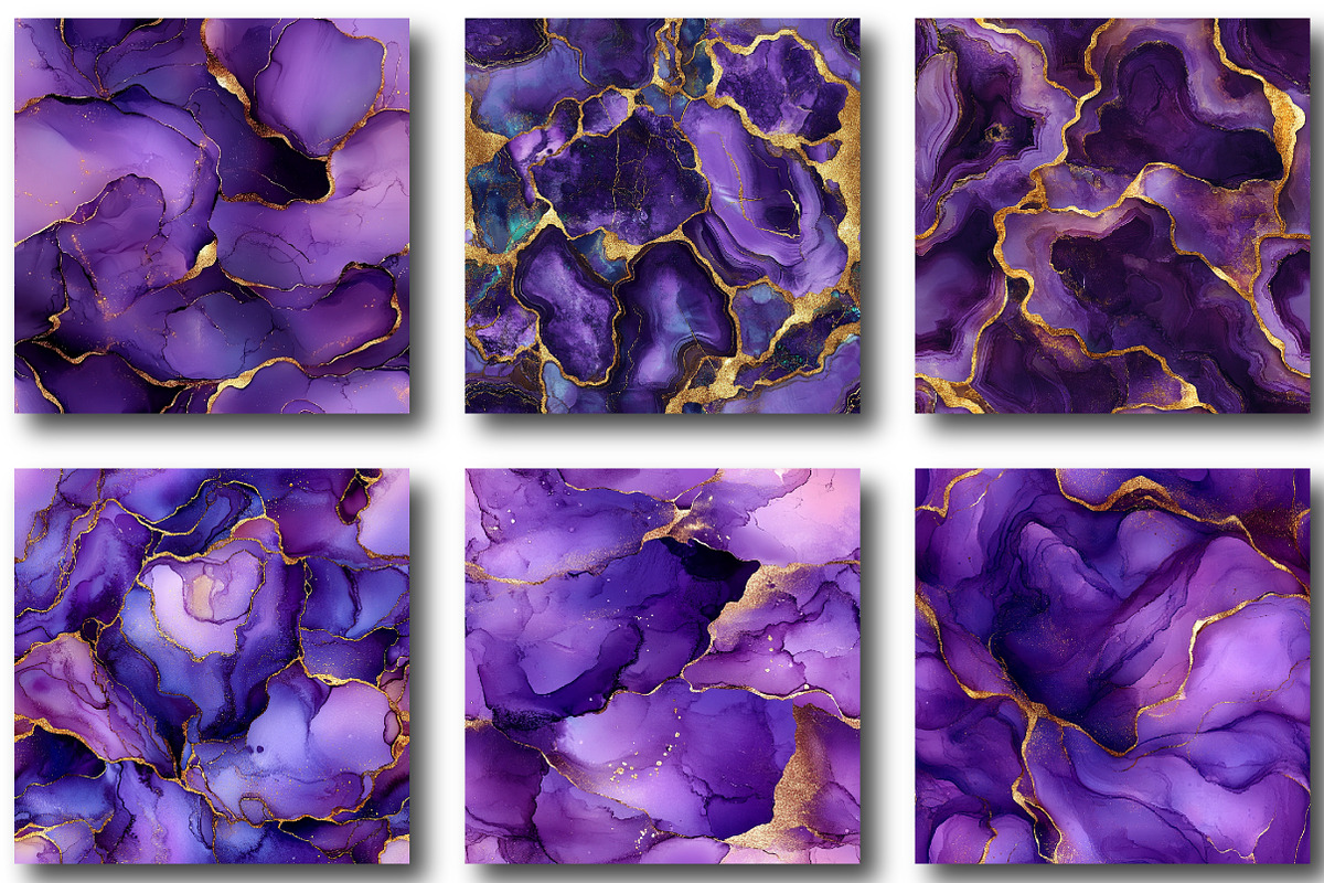 Purple Gold Alcohol Ink Digital, a Pattern Graphic by designcity5 (Photo 4 of 5)
