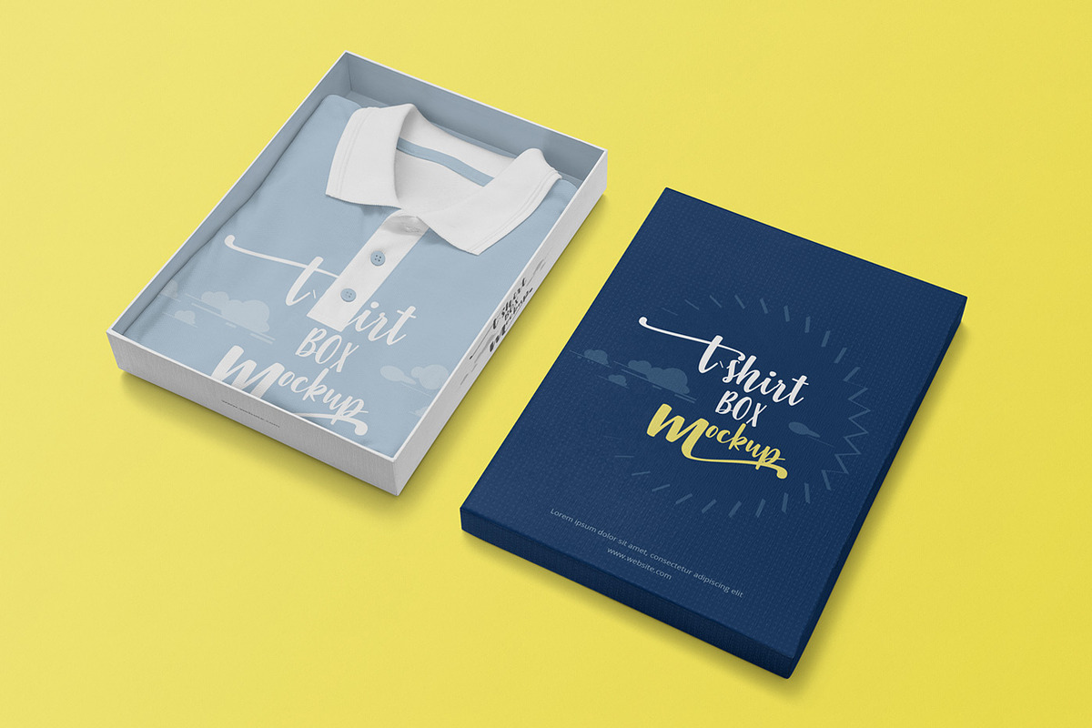 Tee Shirt Box Mockups, a Packaging Mockup by ZippyPixels