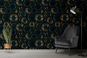 Luxury Polygonal With Gold Line