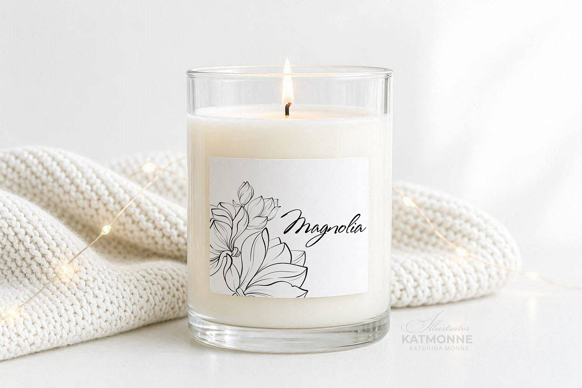 Magnolia Line Art Botanical Vector, a Decorative Illustration by katmonne (Photo 11 of 13)