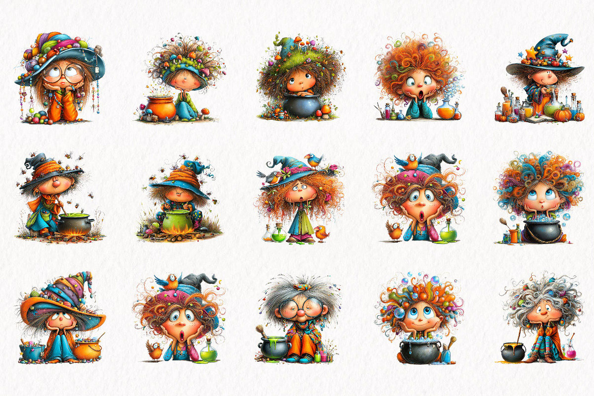 Funny Witch Clipart, a Seasonal Illustration by fashionaddict (Photo 3 of 7)