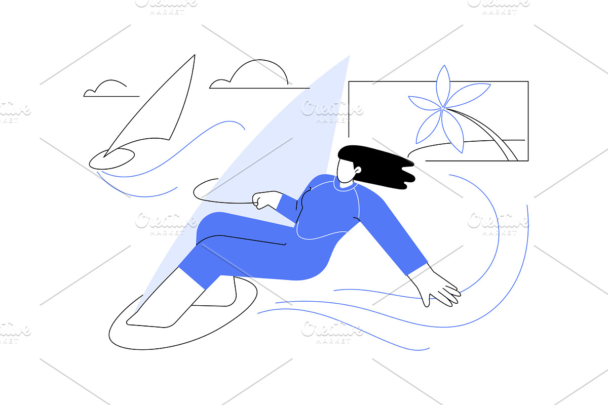 Windsurfing fun isolated cartoon, a Person Illustration by Visual Generation