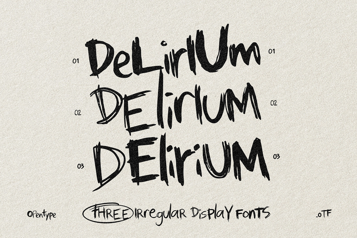 Delirium - Hand-Drawn Messy Font, a Handwritten Font by AndrewPixelType (Photo 1 of 8)