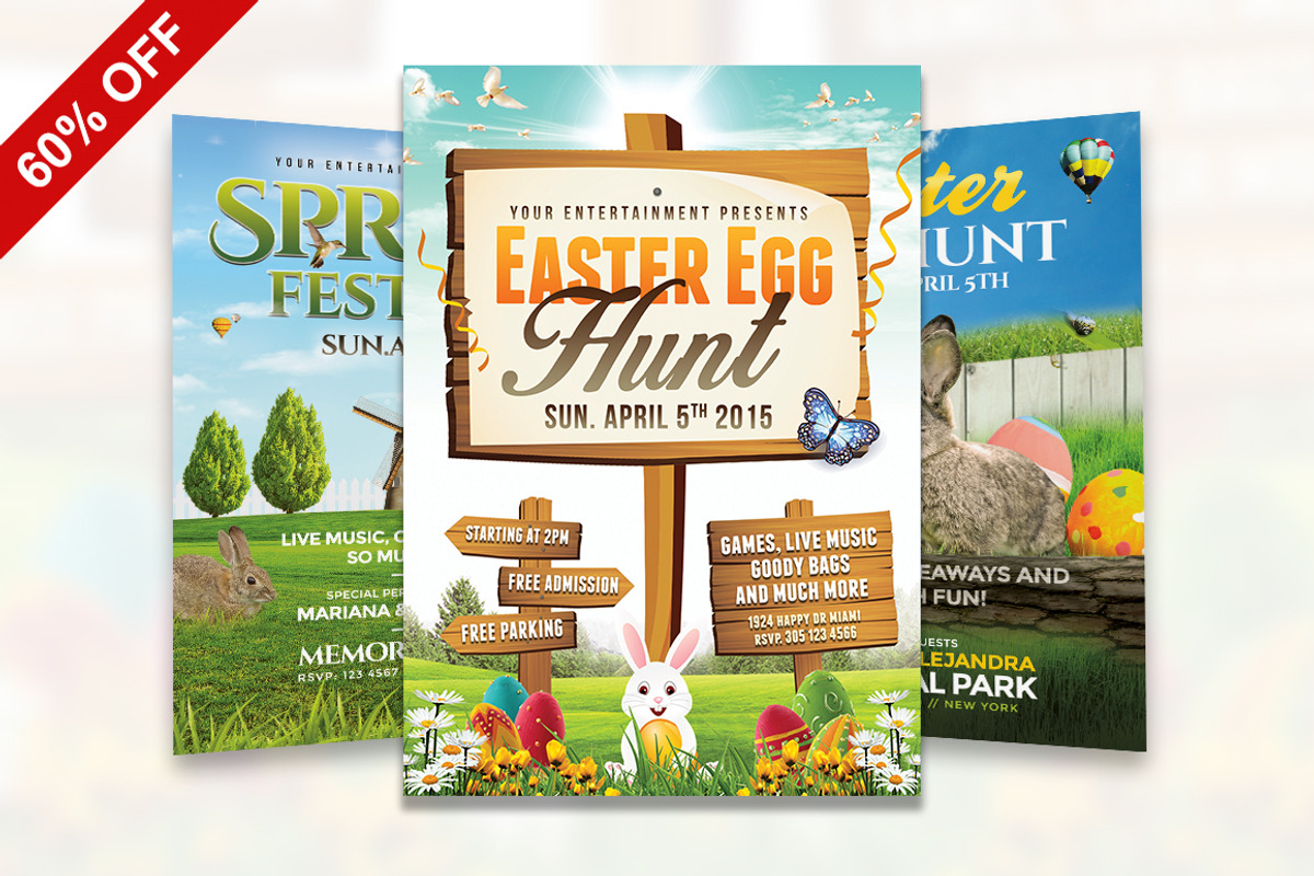 60% OFF Spring / Easter Bundle Flyer, a Flyer Template by Creative Waffle (Photo 1 of 5)