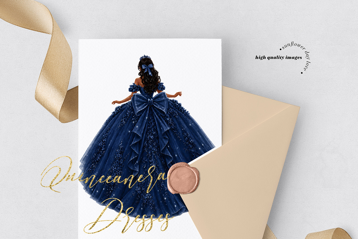 Navy Blue Tan skin Princess Clipart, a Person Illustration by Sunflower Day Love (Photo 2 of 3)