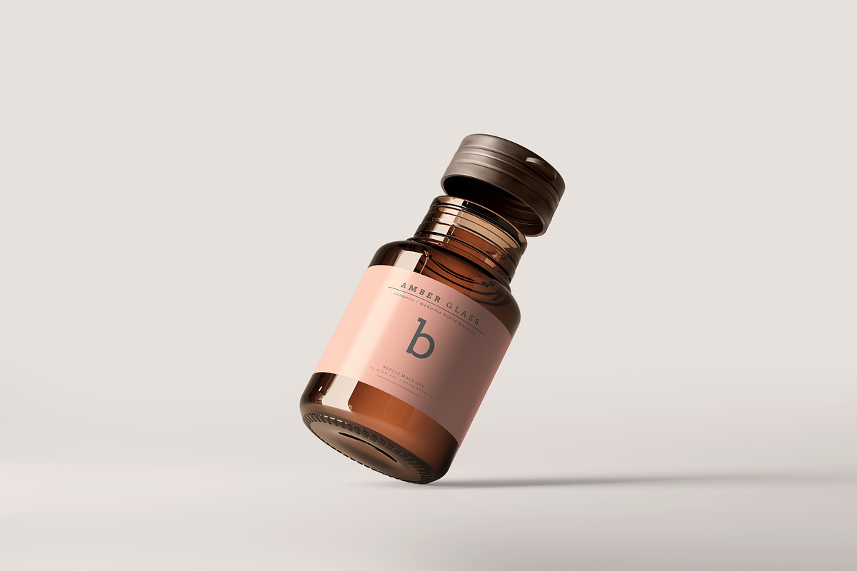 Amber Glass Bottle Mockups, a Cups & Container Mockup by pmvch (Photo 6 of 20)