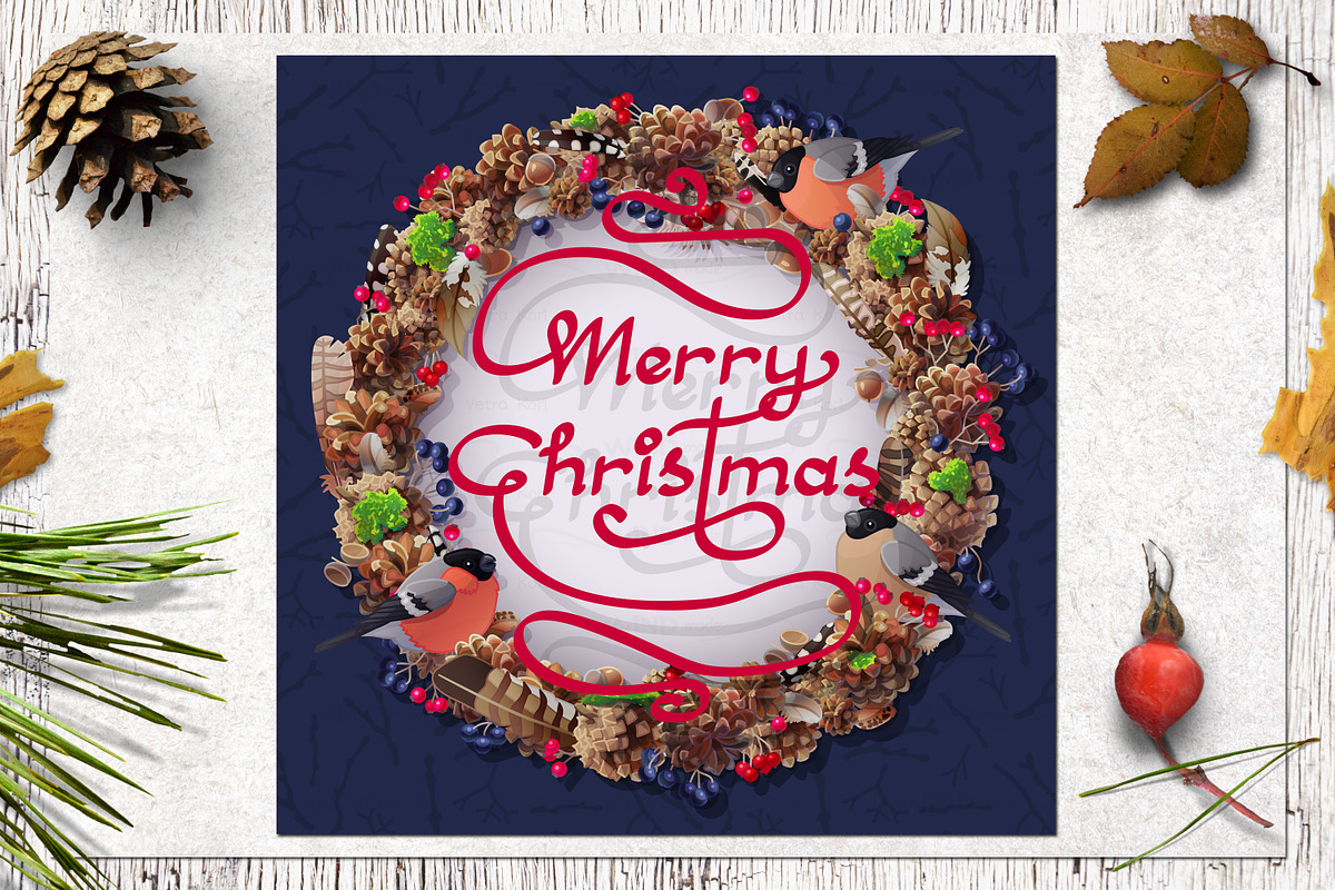 vector Merry Christmas card, a Card Template by WINDmade