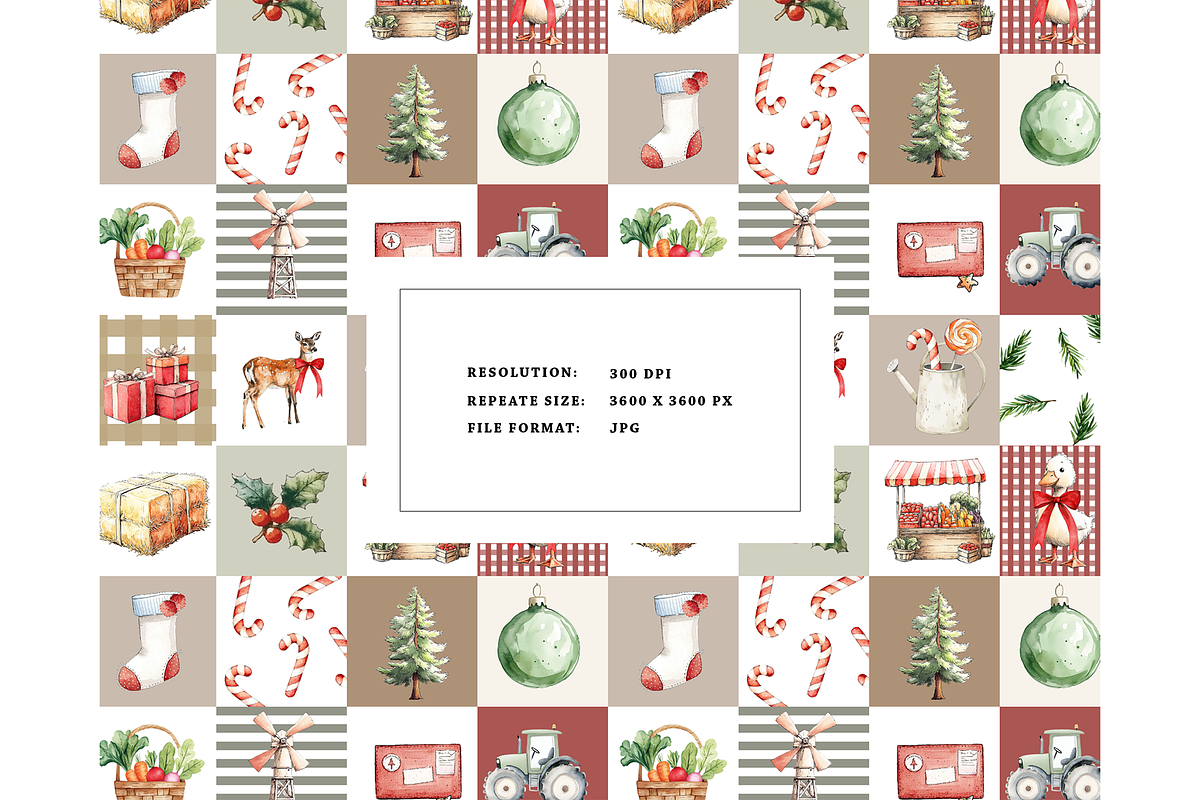 Christmas market pattern farm, a Pattern Graphic by Milatoo (Photo 3 of 3)