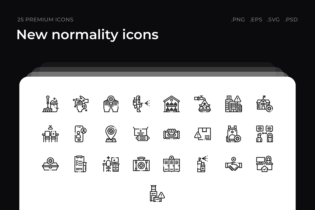 New normality icons, an Outline Icon by Wencory (Photo 1 of 3)