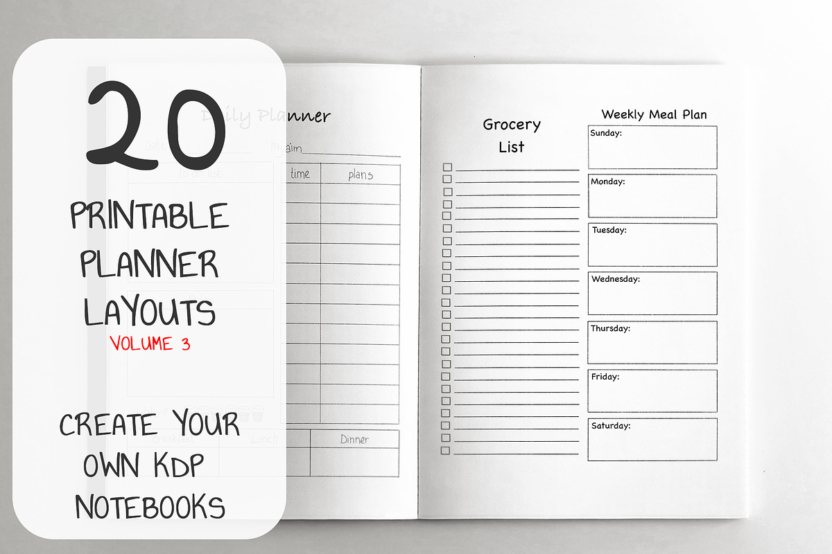 20 HandDrawn Printing Planner Layout, a Graphic by Character (Photo 1 of 10)