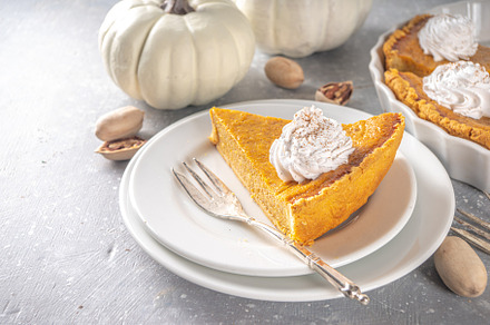 Traditional autumn pumpkin pie containing pumpkin pie, pumpkin cake, and, a Food & Drink Photo by Rimma